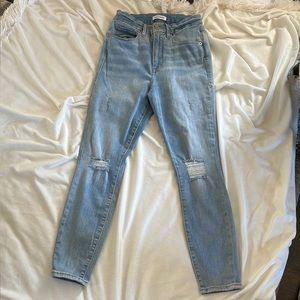 Good American Good Waist Crop Distressed Skinny Jean Light Blue 8/29
